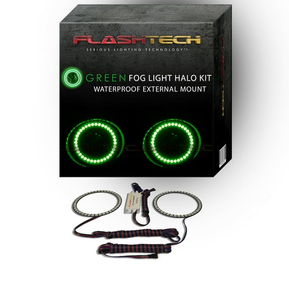 Flashtech Green Waterproof LED Fog Light Halo kit for 2011-2014 Dodge Charger Fog Lights