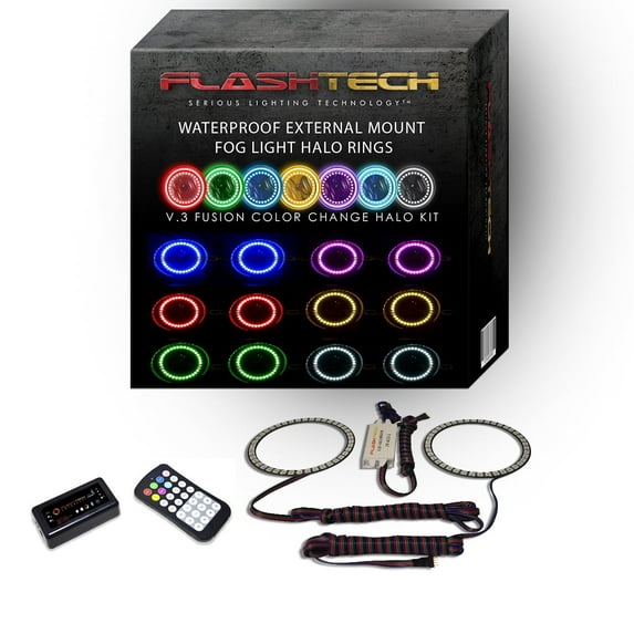 Flashtech RGB Waterproof Bluetooth LED Halo kit for 2008-2010 Dodge Avenger Fog Lights