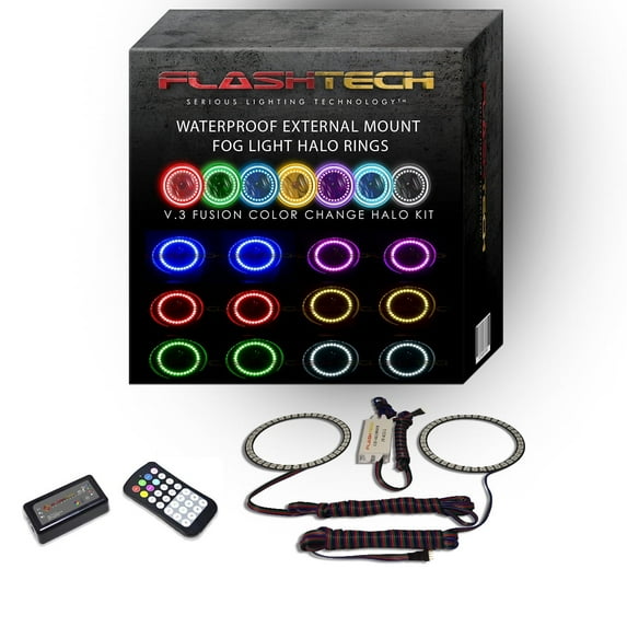 Flashtech RGB Surface Mount LED Halo kit with RF Remote for 07-12 Dodge Nitro Fog Lights