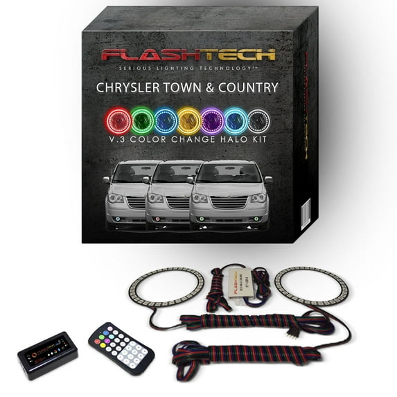 Flashtech RGB LED Halo kit & Bluetooth app for 05-10 Chrysler Town & Country Fog Lights