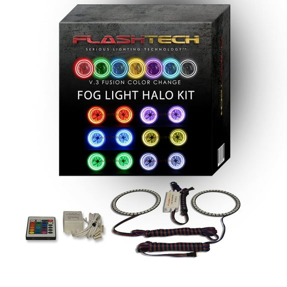 Flashtech RGB Angel Eye Halo kit & IR Remote for 01-04 Ford F-250 Super Duty Fog Lights