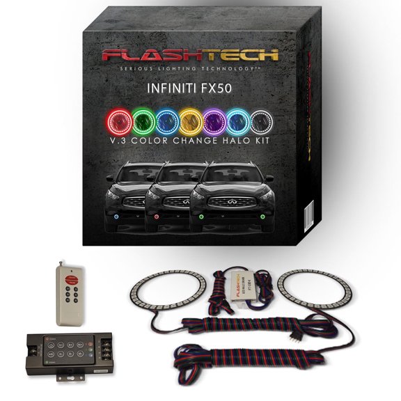 Flashtech RGB Multi Color LED Halo kit with RF Remote for 09-12 Infiniti FX50 Fog Lights