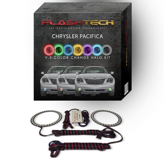 Flashtech RGB Multi Color Changing LED Halo kit for 2006-2009 Chrysler Pacifica Fog Lights