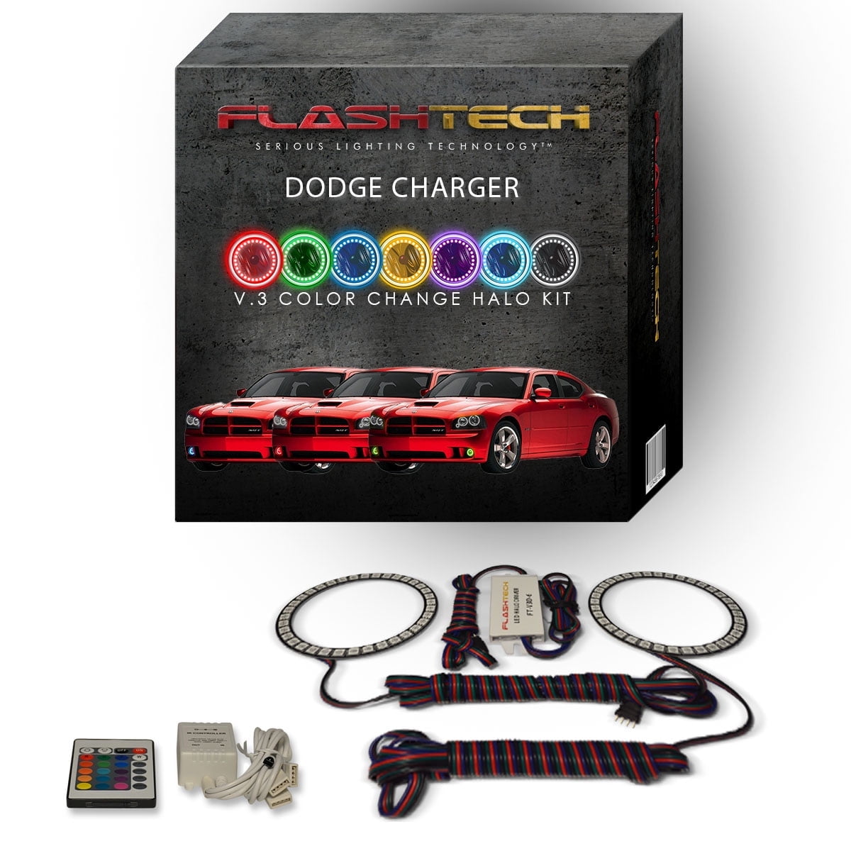 Flashtech RGB Angel Eye LED Halo kit with IR Remote for 2005-2010 Dodge Charger Fog Lights - Walmart.com Flashtech RGB Angel Eye LED Halo kit with IR Remote for 2005-2010 Dodge Charger Fog Lights - Walmart.com