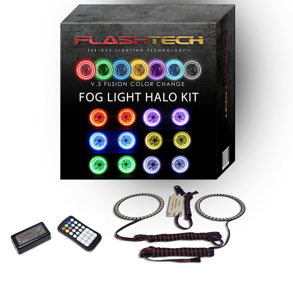 Flashtech LED RGB Multi Color Halo Ring Fog Light Kit for Infiniti G37
