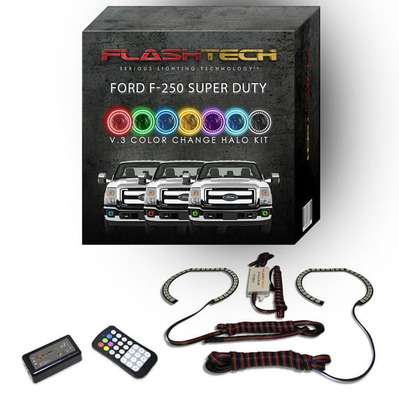Flashtech RGB Angel Eye LED Halo kit & Remote for 11-15 Ford F-250 Super Duty Fog Lights
