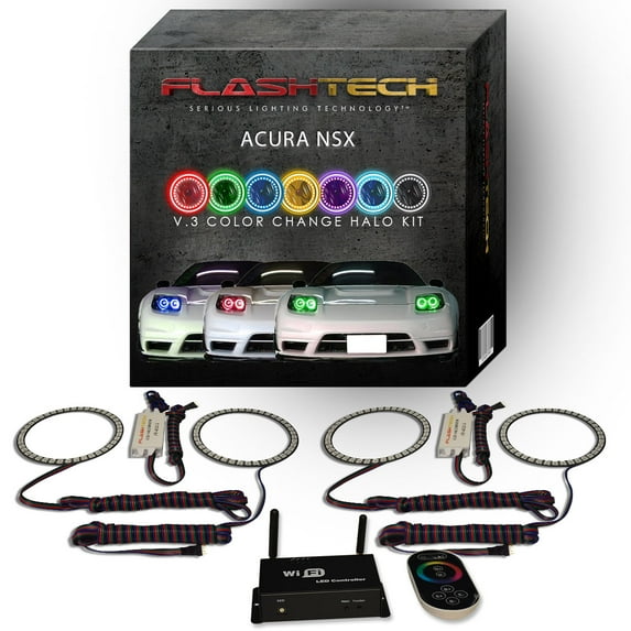 Flashtech RGB Multi Color LED Halo kit with Wifi App for 2002-2005 Acura NSX Headlights