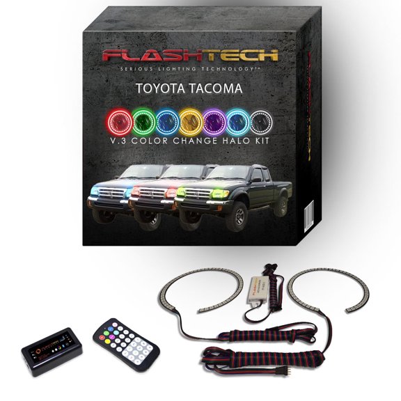 Flashtech RGB Multi Color Bluetooth LED Halo kit for 1998-2000 Toyota Tacoma Headlights