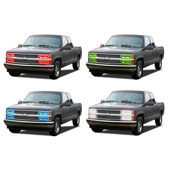 Flashtech LED RGB Multi Color Halo Ring Headlight Kit for Chevrolet C1500 88-98 V.3 Fusion Color Change