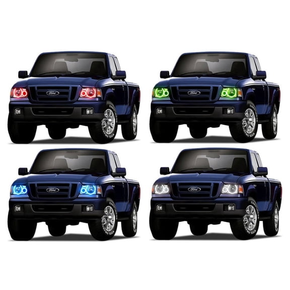Flashtech LED RGB Multi Color Halo Ring Headlight Kit for Ford Ranger 01-11 V.3 Fusion Color Change
