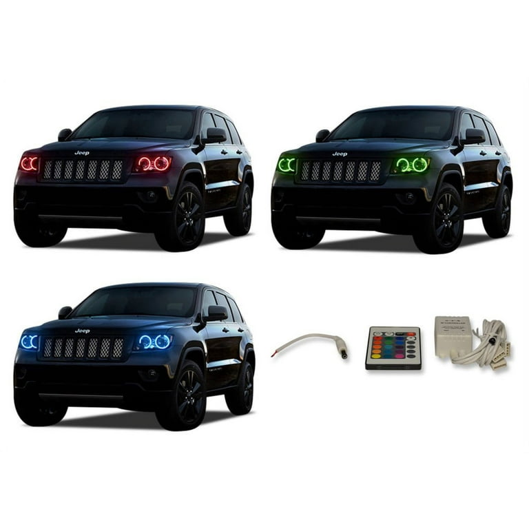 Flashtech LED RGB Multi Color Halo Ring Headlight Kit for Jeep