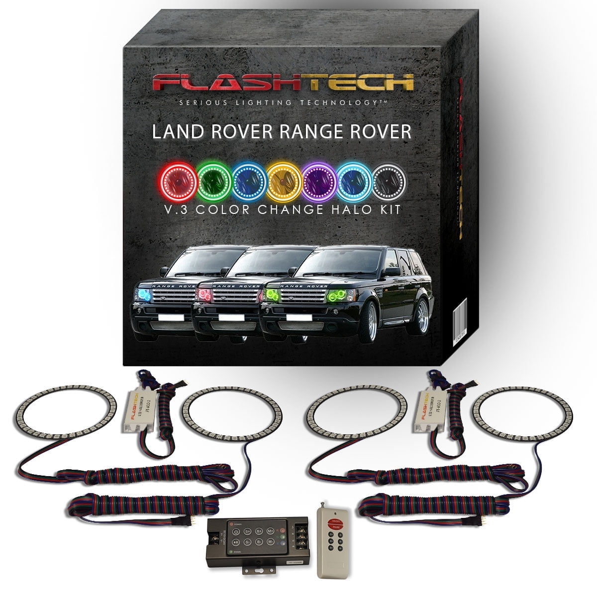Flashtech RGB Multi Color Halo kit & RF Remote for 06-10 Land Rover ...