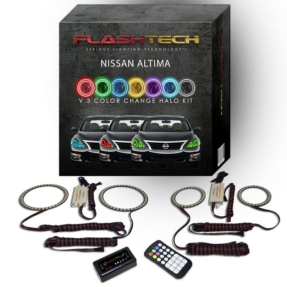 Flashtech RGB Multi Color Bluetooth LED Halo kit for 2013-2015 Nissan Altima Headlights