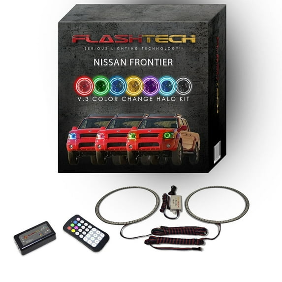 Flashtech RGB Angel Eye LED Halo kit with RF Remote for 01-04 Nissan Frontier Headlights