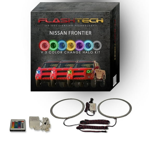 Flashtech RGB Angel Eye LED Halo kit with IR Remote for 01-04 Nissan Frontier Headlights