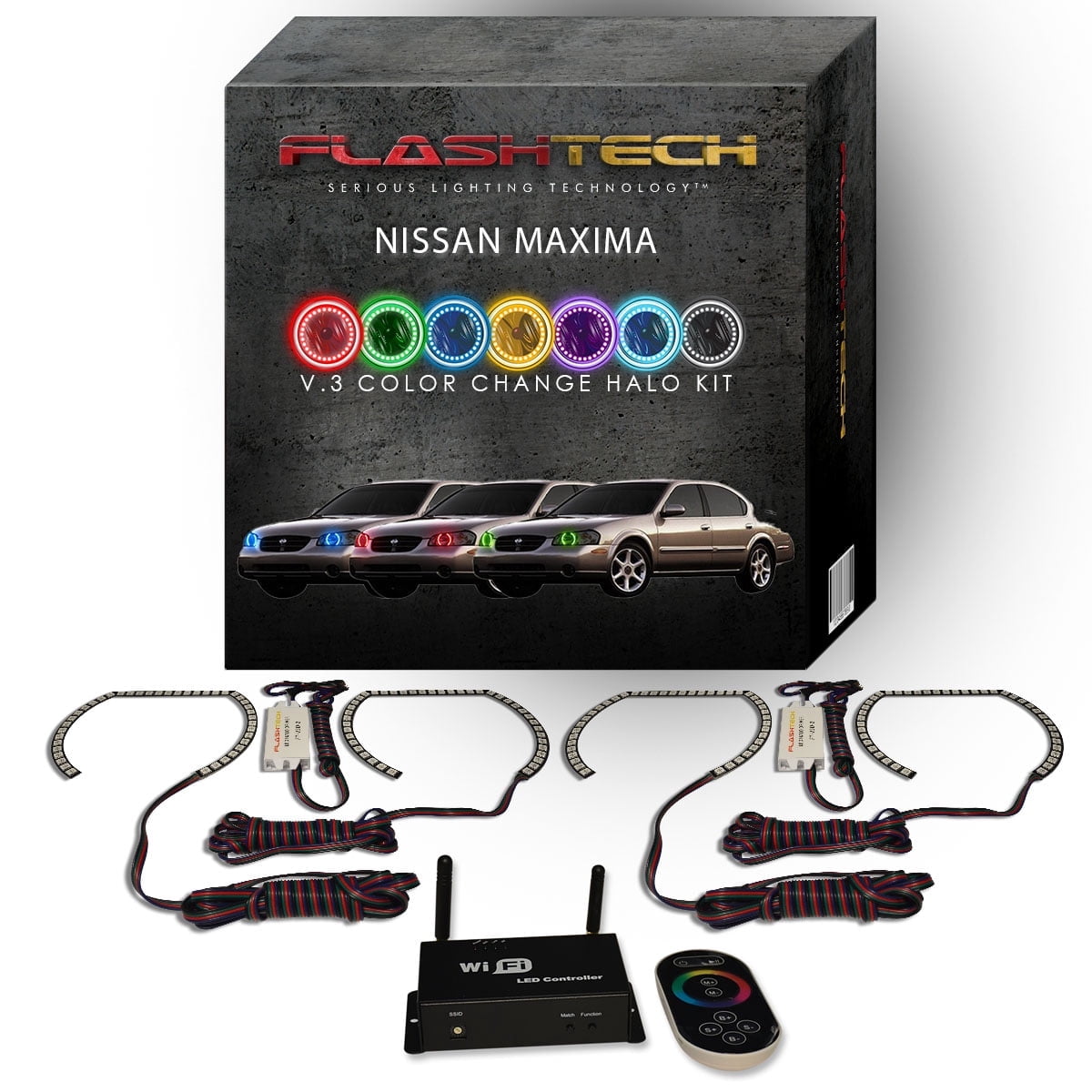 Flashtech RGB Multi Color LED Halo kit with Wifi App for 00-01 Nissan ...