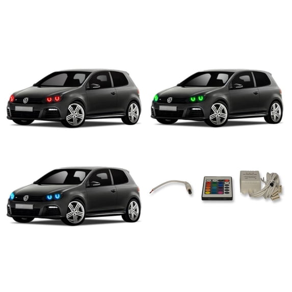 Flashtech RGB Angel Eye LED Halo kit with IR Remote for 10-13 Volkswagen Golf Headlights