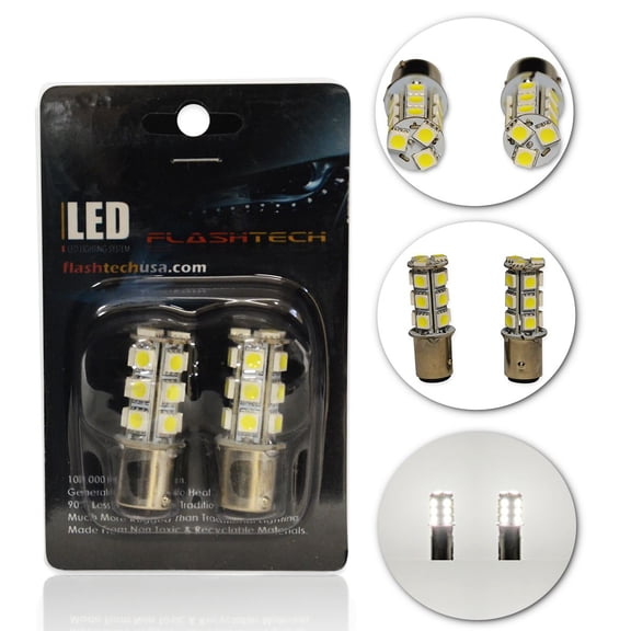 Flashtech LED SMD Bulbs Replacement for Cars Trucks RV Camper Exterior Tail Backup Reverse Lights, Brake Lights, Turn Signal Lights - White - 1157