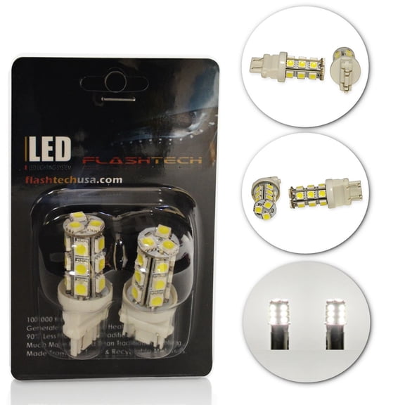 Flashtech LED SMD Bulbs Replacement for Cars Trucks RV Camper Exterior Tail Backup Reverse Lights, Brake Lights, Turn Signal Lights - White - 3157
