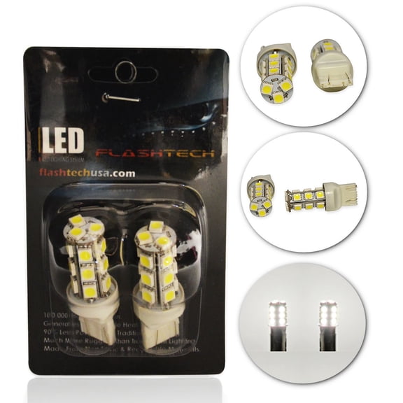 Flashtech LED SMD Bulbs Replacement for Cars Trucks RV Camper Exterior Tail Backup Reverse Lights, Brake Lights, Turn Signal Lights - White - 7443