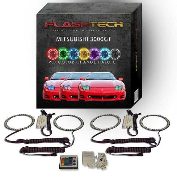 Flashtech RGB Angel Eye LED Halo kit with IR Remote for 94-98 Mitsubishi 3000GT Headlights