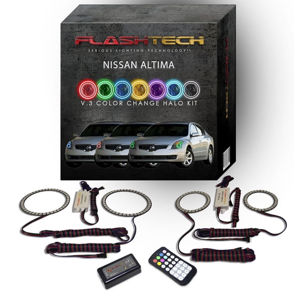 Flashtech RGB Angel Eye LED Halo kit with RF Remote for 2007-2009 Nissan Altima Headlights