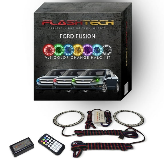 Flashtech RGB Angel Eye LED Halo kit with RF Remote for 2010-2012 Ford Fusion Headlights