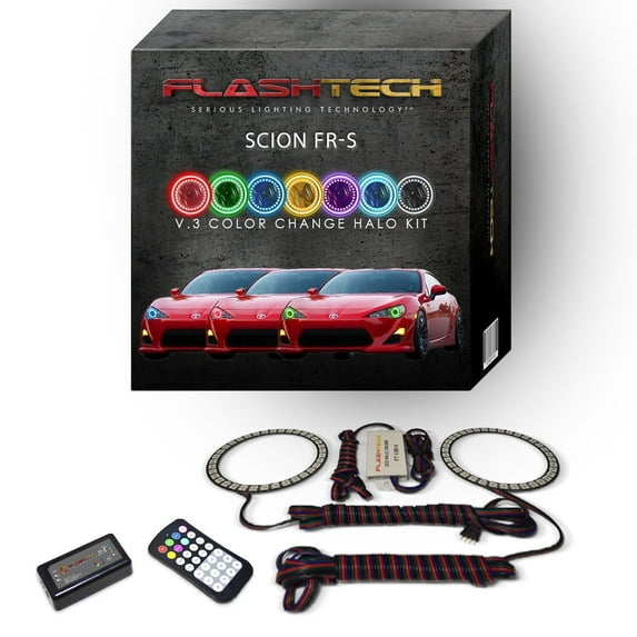 Flashtech RGB Angel Eye LED Halo kit with RF Remote for 2012-2016 Scion FR-S Headlights
