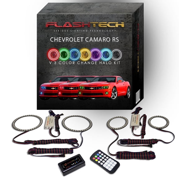 Flashtech RGB LED Halo kit & Bluetooth app for 10-13 Chevy Camaro Headlight & Fog Lights
