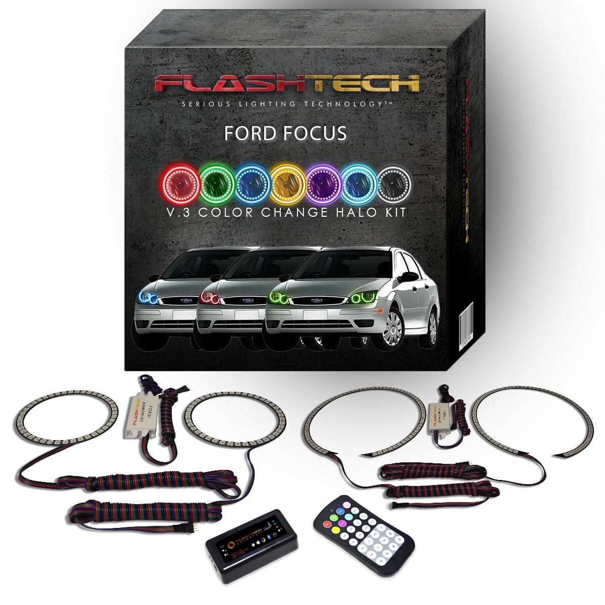 Led Rgb Focus Flashtech RGB Multi Color Bluetooth LED Halo Ring kit for 2005-2007 ...