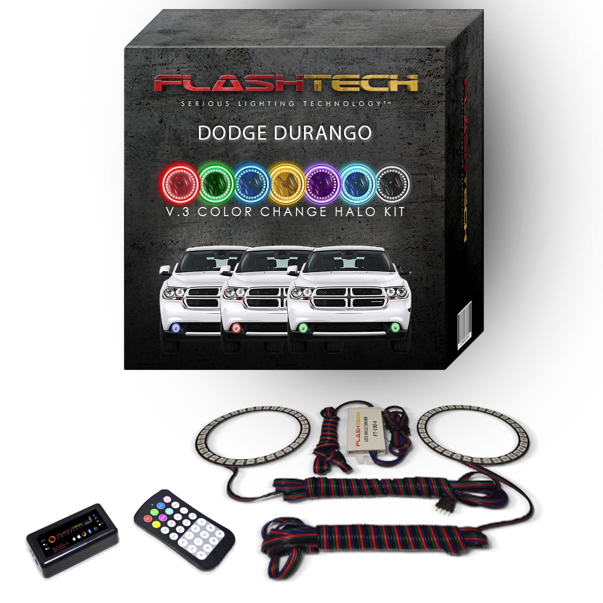 Flashtech RGB Multi Color Bluetooth LED Halo kit for 2011-2013 Dodge ...
