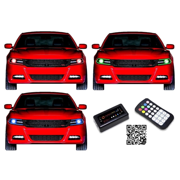 Flashtech RGB Multi Color Bluetooth LED Halo kit for 2015-2020 Dodge Charger Headlights