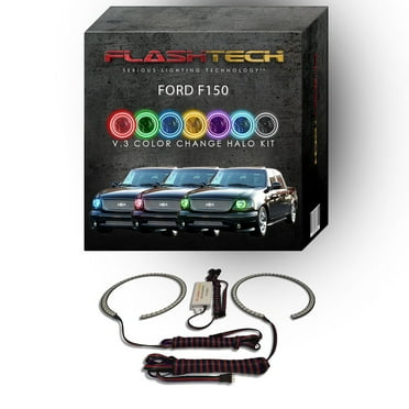Flashtech RGB Multi Color Changing LED Halo Ring kit for 1997-2003 Ford F150 Headlights