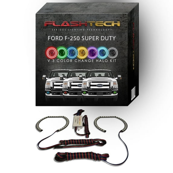Flashtech RGB Multi Color Changing LED Halo kit for 11-15 Ford F-250 Super Duty Fog Lights