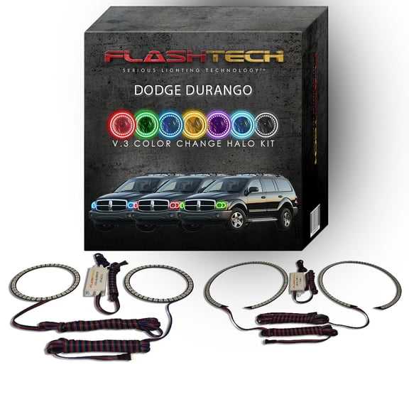 Flashtech RGB Multi Color Changing LED Halo kit for 2004-2006 Dodge Durango Headlights