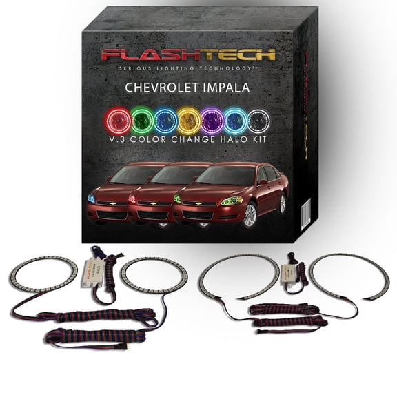 Flashtech RGB Multi Color Changing LED Halo kit for 2006-2012 Chevrolet Impala Headlights