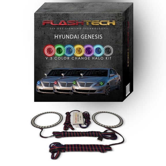 Flashtech RGB Multi Color Changing LED Halo kit for 2012-2014 Hyundai Genesis Headlights