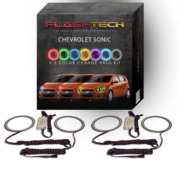 Flashtech RGB Multi Color Changing LED Halo kit for 2012-2016 Chevrolet Sonic Headlights