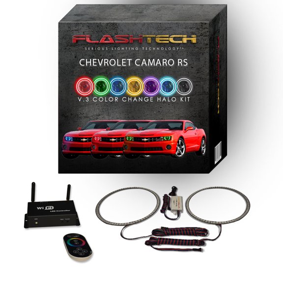 Flashtech RGB Multi Color LED Halo kit with Wifi App for 10-13 Chevrolet Camaro Headlights