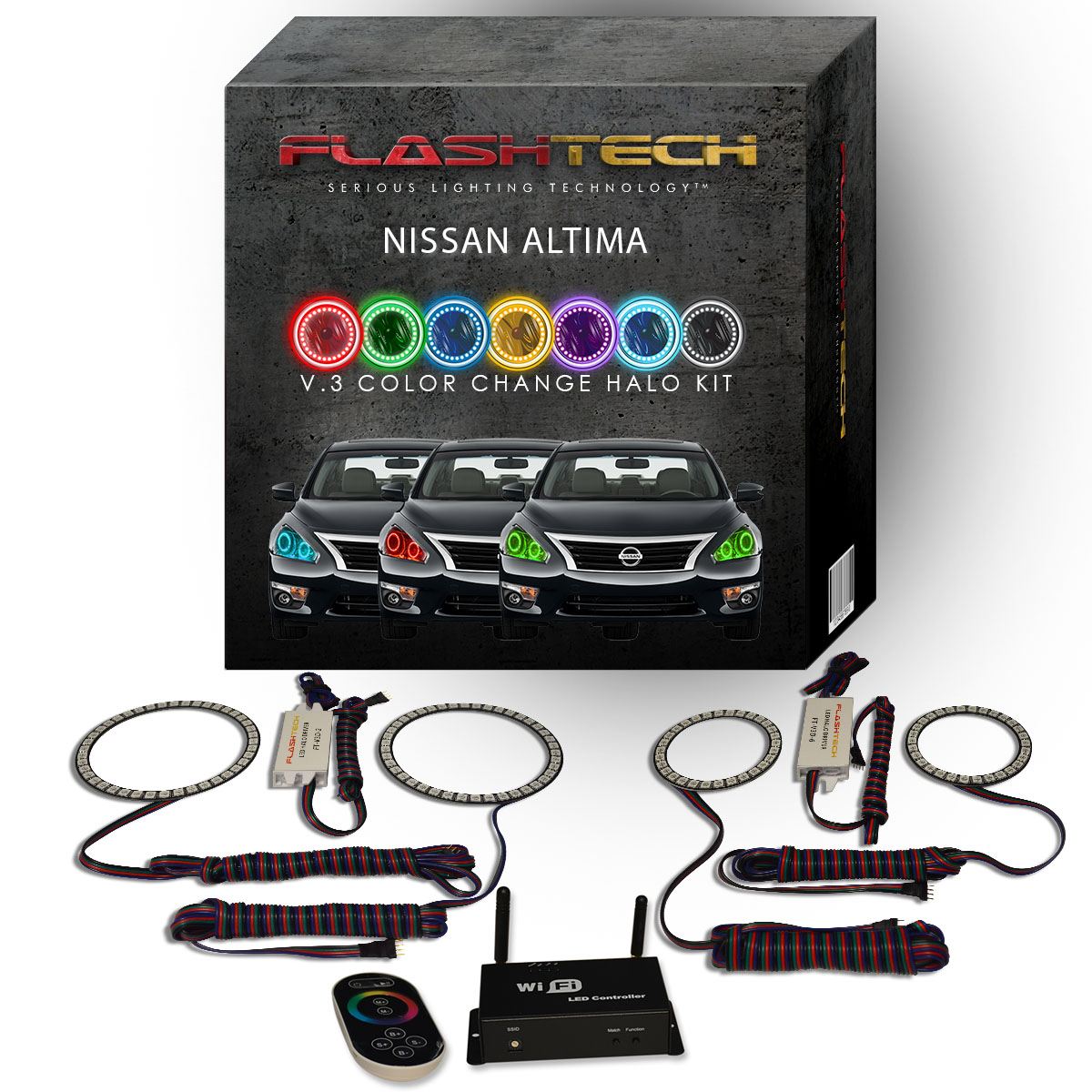 Flashtech RGB Multi Color LED Halo kit with Wifi App for 13-15 Nissan ...
