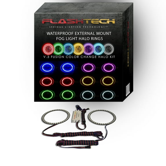 Flashtech RGB Multi Color Surface Mount Halo kit for 05-10 Jeep Grand Cherokee Fog Lights