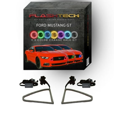 Flashtech RGB Multi Color surface mount LED Halo kit for 2015-2017 Ford Mustang Headlights
