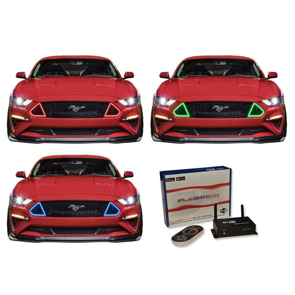 Flashtech RGB Surface Mount LED Halo kit with Wifi App for 18-23 Ford Mustang Headlights
