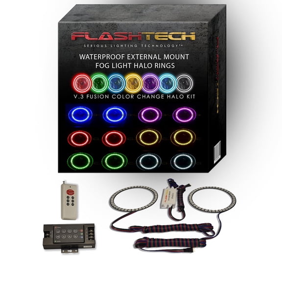 Flashtech RGB Waterproof LED Halo kit with RF Remote for 11-16 Ford Explorer Fog Lights