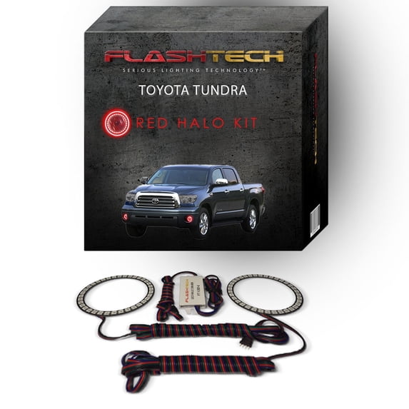 Flashtech Red Angel Eye LED Fog Light Halo Ring kit for 2007-2013 Toyota Tundra Fog Lights