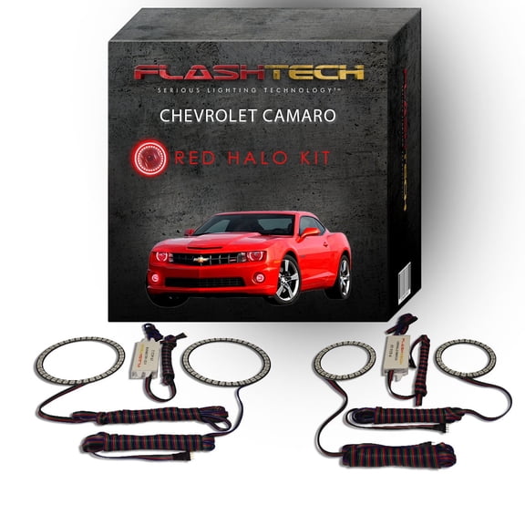 Flashtech Red Angel Eye LED Halo kit for 2010-2013 Chevrolet Camaro Headlight & Fog Lights