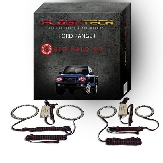 Flashtech Red Angel Eye LED Headlight Halo Ring kit for 2001-2011 Ford Ranger Headlights