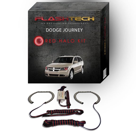Flashtech Red Angel Eye LED Headlight Halo Ring kit for 2009-2013 Dodge Journey Headlights