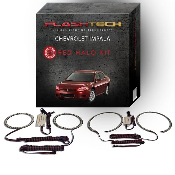Flashtech Red Angel Eye LED Headlight Halo kit for 2006-2012 Chevrolet Impala Headlights