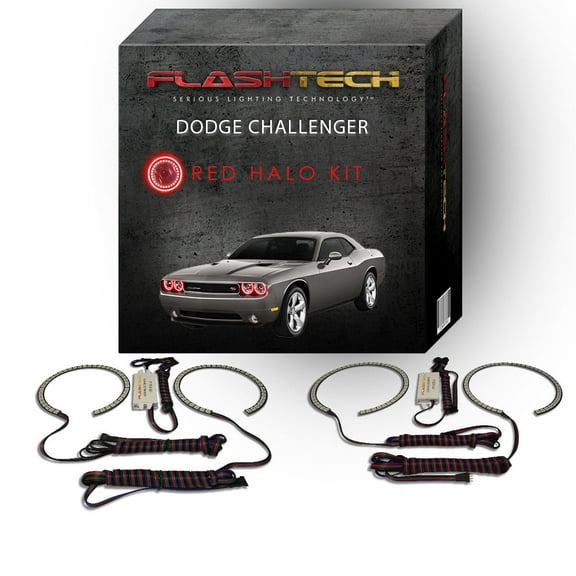 Flashtech Red Angel Eye LED Headlight Halo kit for 2008-2014 Dodge Challenger Headlights